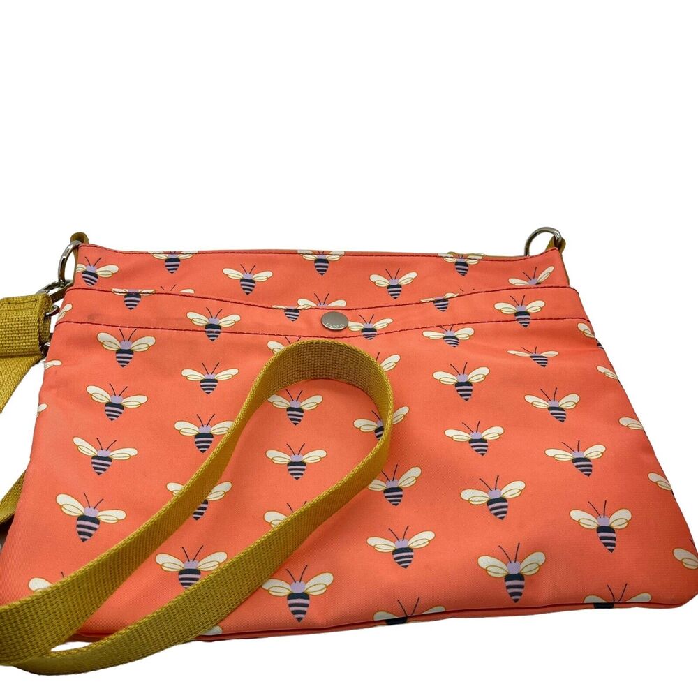Fossil Crossbody Bumblebee Key Per Zip Bag Pink Coral Bees Women's Inner Pockets